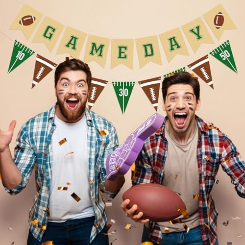 Hooqict Football Party Banner Garland with Triangle Flags