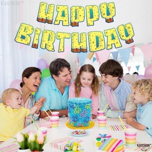 KatchOn 10 Foot Yellow Happy Birthday Banner