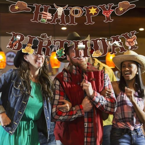 Western Cowboy Birthday Banner Decoration Set