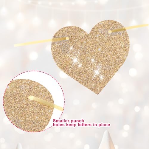 Sparkling Gold Glitter Bridal Shower Banner Reusable Engagement Sign