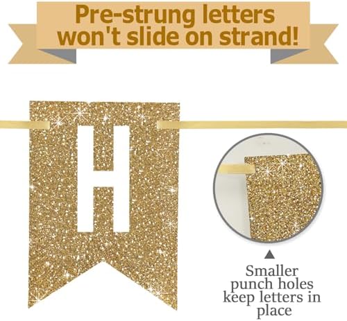 Gold Glitter Happy 50th Birthday Banner 12ft