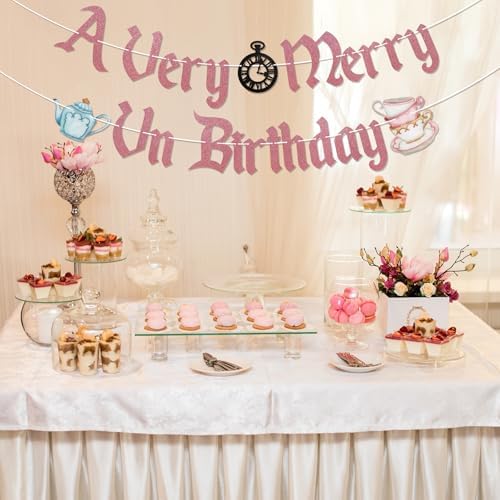 A Very Merry UnBirthday Banner Rose Gold Glitter