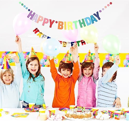 MEETINGU Happy Birthday Banner with Rainbow Design
