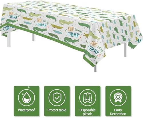 Alligator Birthday Party Tablecloth Set 3pcs