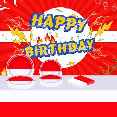 Red Lightning Birthday Party Decorations Banner Backdrop