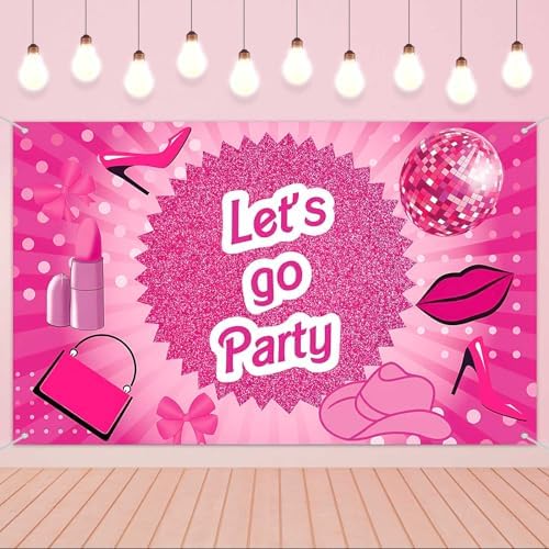 Pink Lets Go Party Banner 6x36ft Decorations