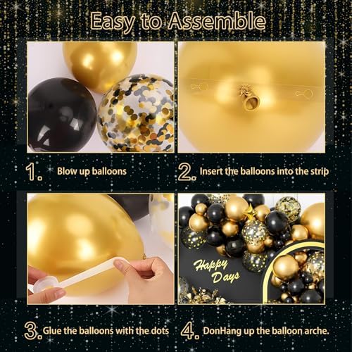 Black and Gold Balloon Arch Kit 126 Pieces