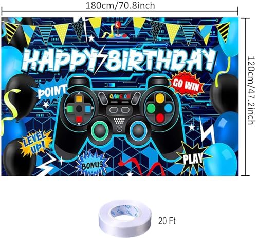 Gaming Birthday Backdrop Banner 708 x 472 Inches