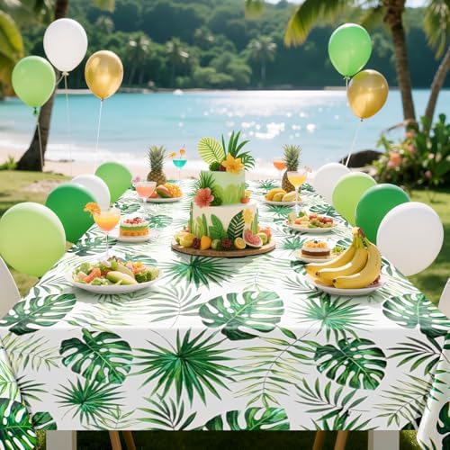 2 Pieces 54x108 Inch Hawaii Palm Leaves Tablecloth Decorations