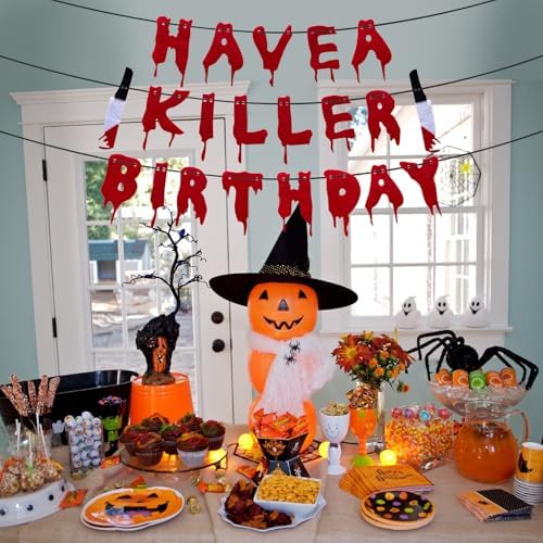 Scary Halloween Birthday Banner Decorations
