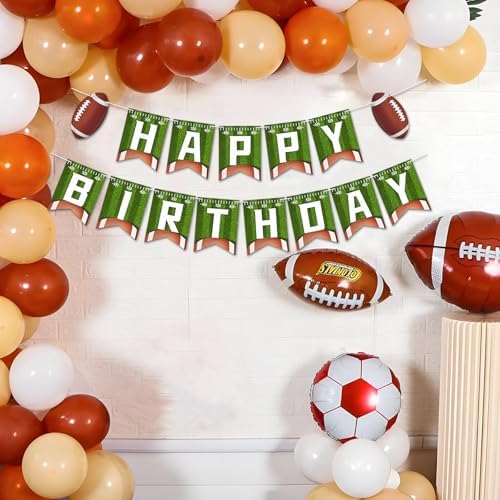 Football Birthday Banner with 13 Pennants