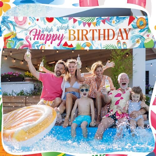 Splish Splash Summer Birthday Decor Banner 118 x 20 Inch