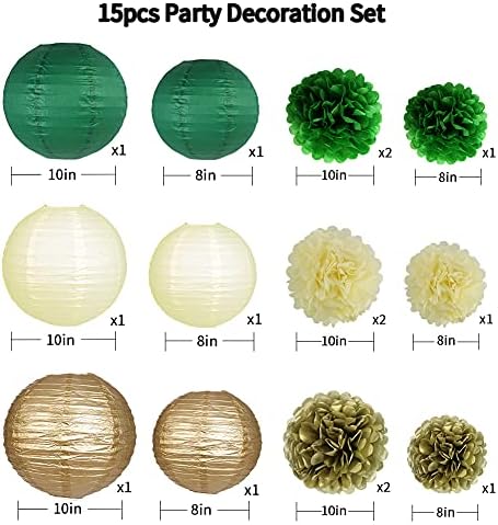 Green Gold Party Decorations 15PCS Set