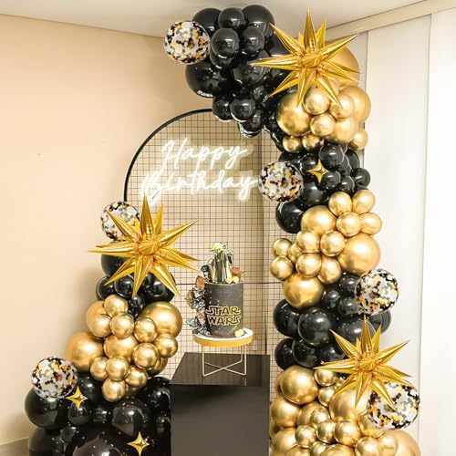 Black and Gold Balloon Arch Kit 126 Pieces