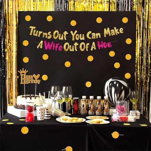 Funny Bachelorette Gold Glitter Party Banner