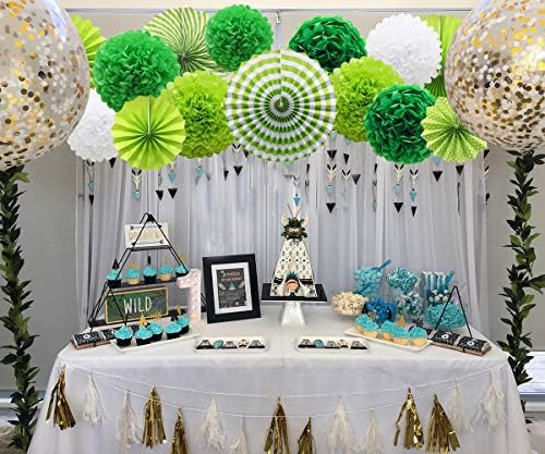 Green Hanging Paper Party Decorations Set