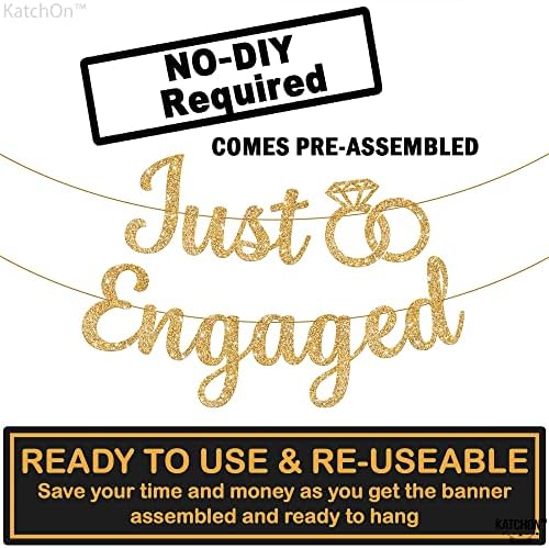 KatchOn Glitter Gold Just Engaged Banner 10 Feet