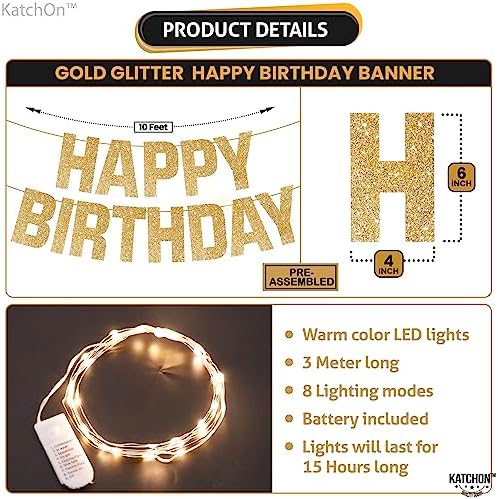 Glowing Happy Birthday Banner 10 Feet 8 Modes