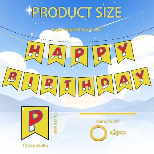 Anime Birthday Banner with Happy and Birthday Text