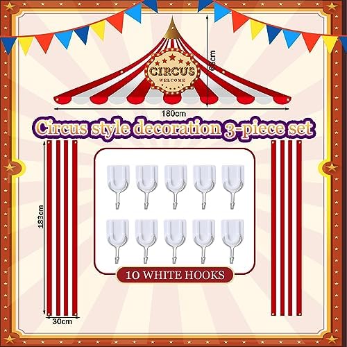 Preboun 3 Pcs Circus Tent Carnival Decorations