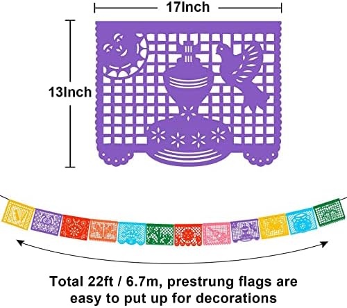 6 Packs Mexican Banners 22ft x 6 Plastic Fiesta Decorations