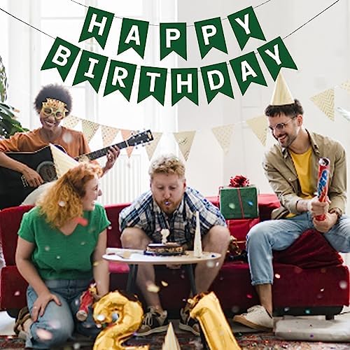 Green Happy Birthday Banner for Adults and Kids