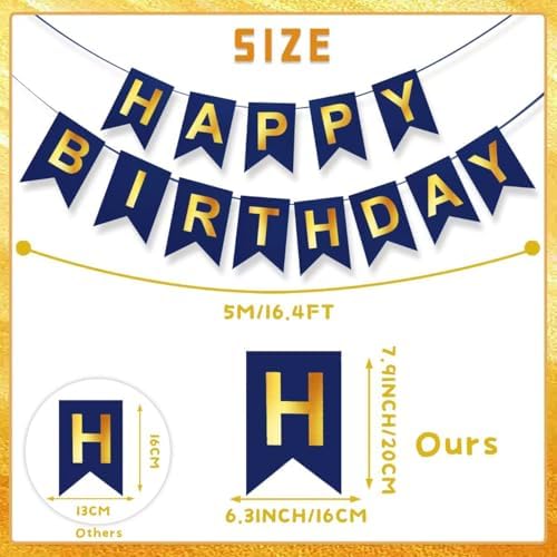 ZGIMI Blue Happy Birthday Banner 16ft Pre-Strung