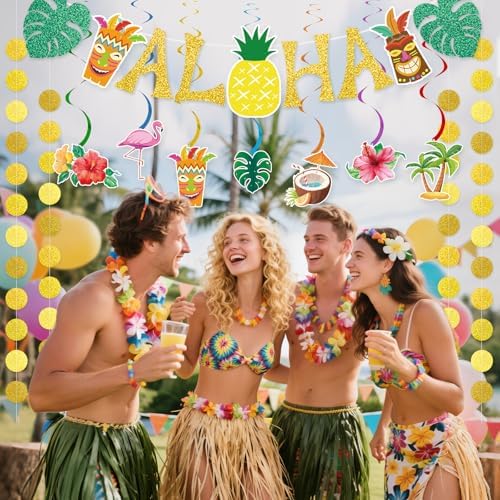 Pre-Strung Hawaiian Aloha Banner Decorations