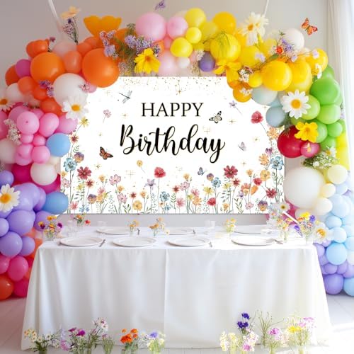 Avezano Wildflower Birthday Banner 6x36ft