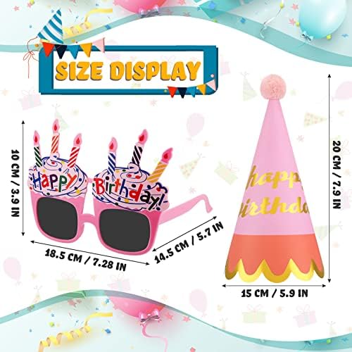 16 Pcs Birthday Hats Sunglasses Adult Party Decorations