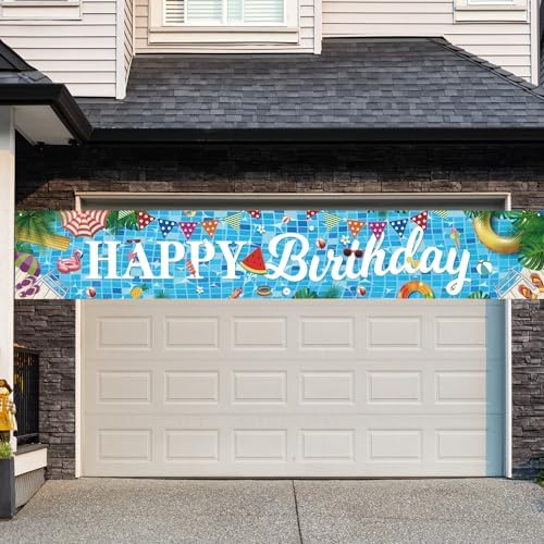 Aushenke Pool Birthday Banner 118 x 20 Inch