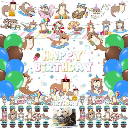 59 Pcs Otter Birthday Party Decor Set