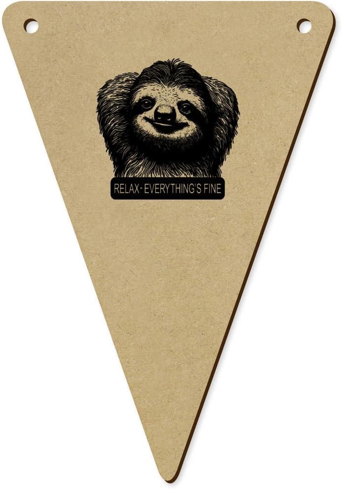 5 x 140mm Relaxing Sloth Wooden Bunting Flags