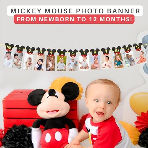 Mickey Mouse 1st Birthday Photo Banner Decor