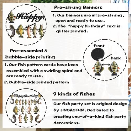 JINGAOFUN Fishing Birthday Decorations Set