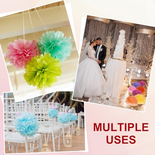 PATIKIL Paper Pom Poms Set 12 Pcs Black Decorations