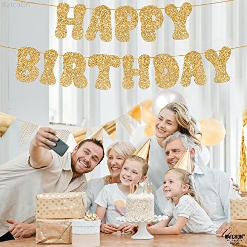 Glitter Gold Happy Birthday Banner - 10 Feet Prestrung