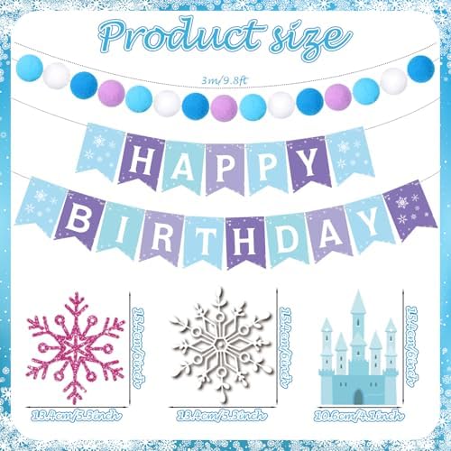 5 Pcs Snowflake Birthday Banner Set with Felt Castle Decorations