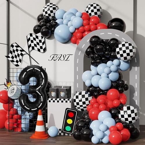 Eostankr Race Car 3rd Birthday Balloons Decorations 7 Pcs