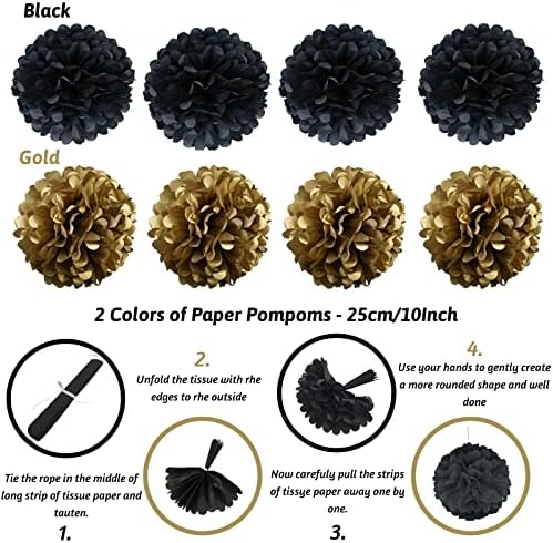 Zerodeco Gold and Black Party Decorations