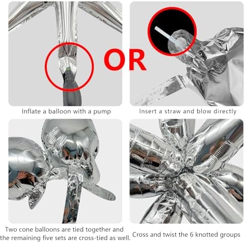 60Pcs Silver Star Balloons Party Decorations