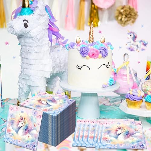 Unicorn Party Napkins 40PCS Rainbow Balloon Design