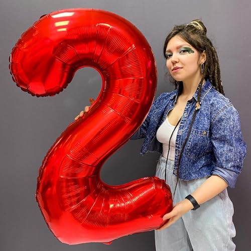 Mouse Number 2 Balloon Set 40 inch Red 18 inch Mini Mouse Head