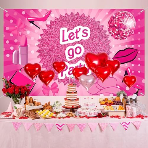 Pink Lets Go Party Banner 6x36ft Decorations