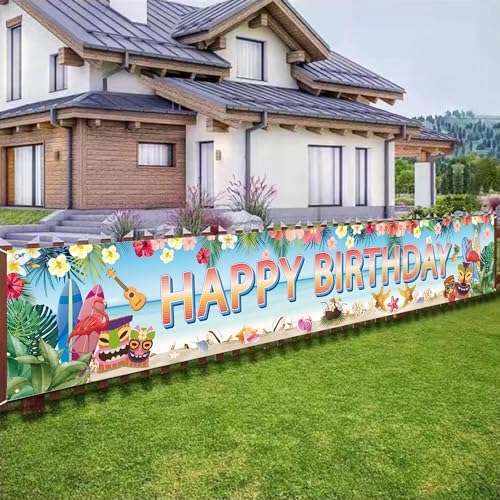 Hawaiian Birthday Party Banner with Luau Decorations