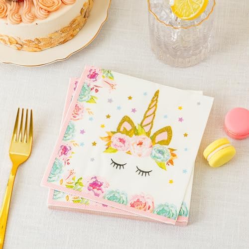 Calculs Unicorn Napkins 65 Inch Square 20 Pack