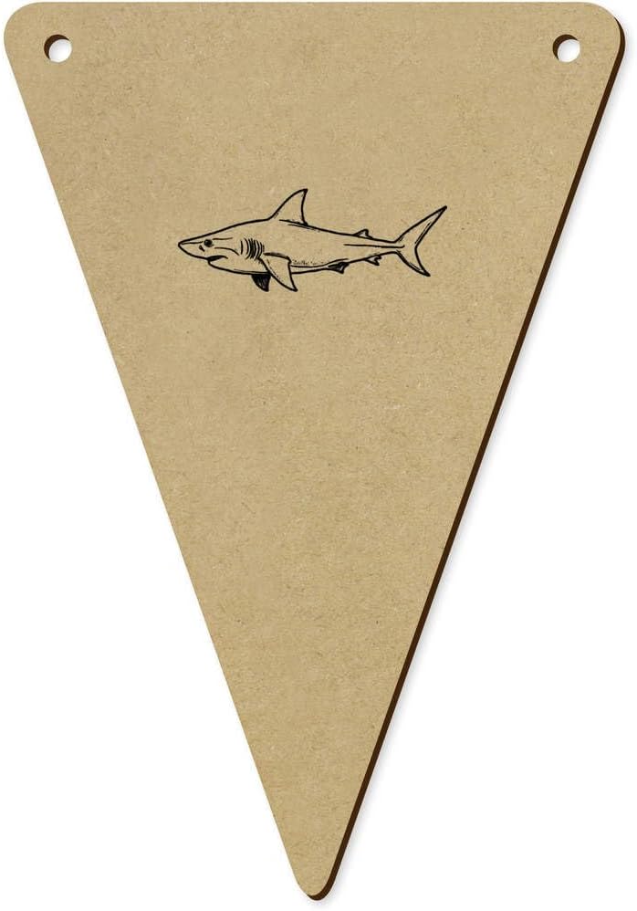 5 x 140mm Shark Side View Wooden Bunting Flags