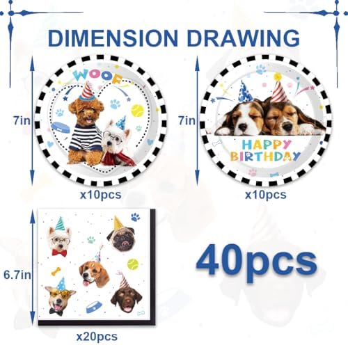 40Pcs Dog Birthday Decorations Party Pack