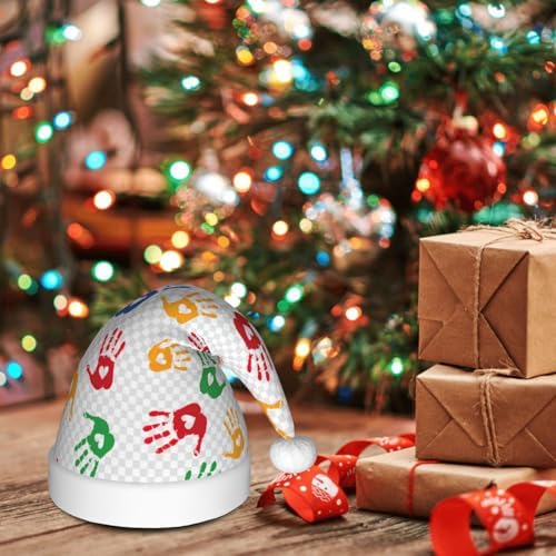 QINZHENG Colorful Hand Shapes Santa Hat