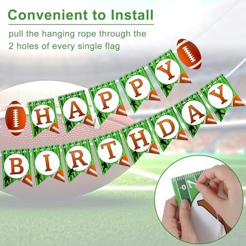 Football Birthday Banner Set with Flags and Ropes